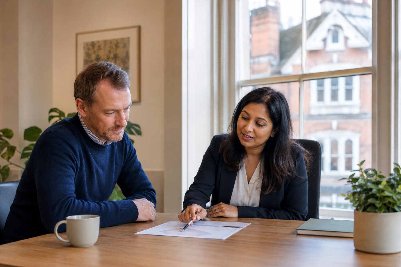 A property adviser discussing options with a landlord